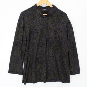 Vikki Vi Cardigan Top Womens Petite Multicolor One Button front Lightweight 1XP